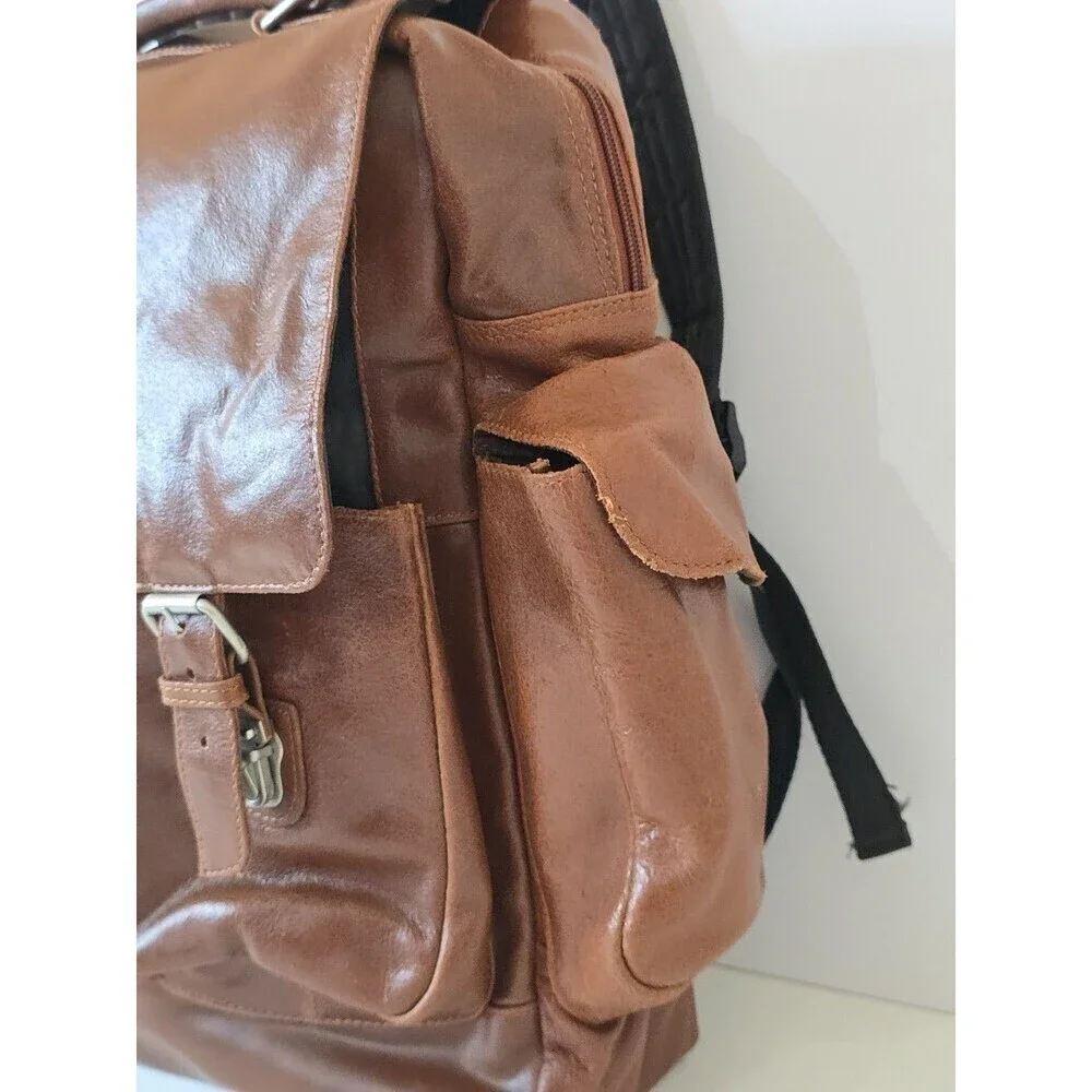 Wilson Leather Brown Backpack Rucksack Multi Pocket Laptop Travel Bag